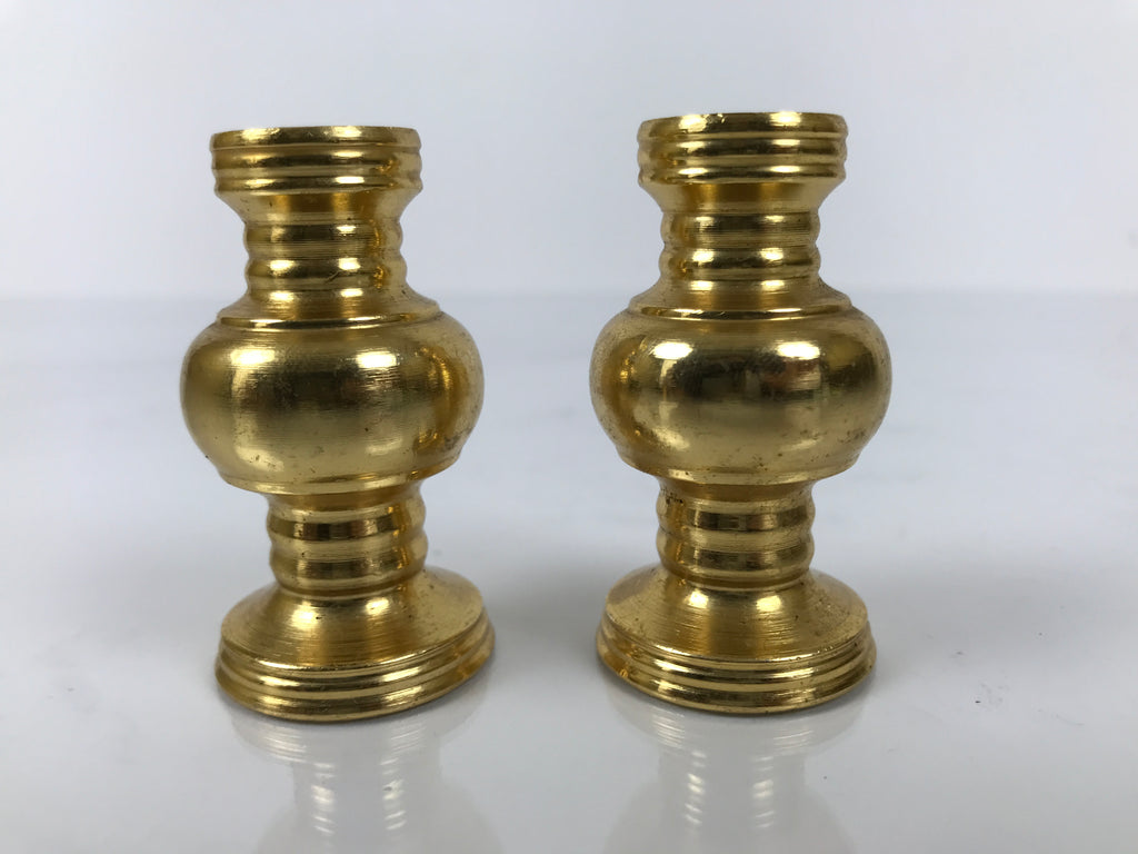 Japanese Buddhist Altar Fitting Brass Metal Flower Vase Hanatate Gold 2pc BA759