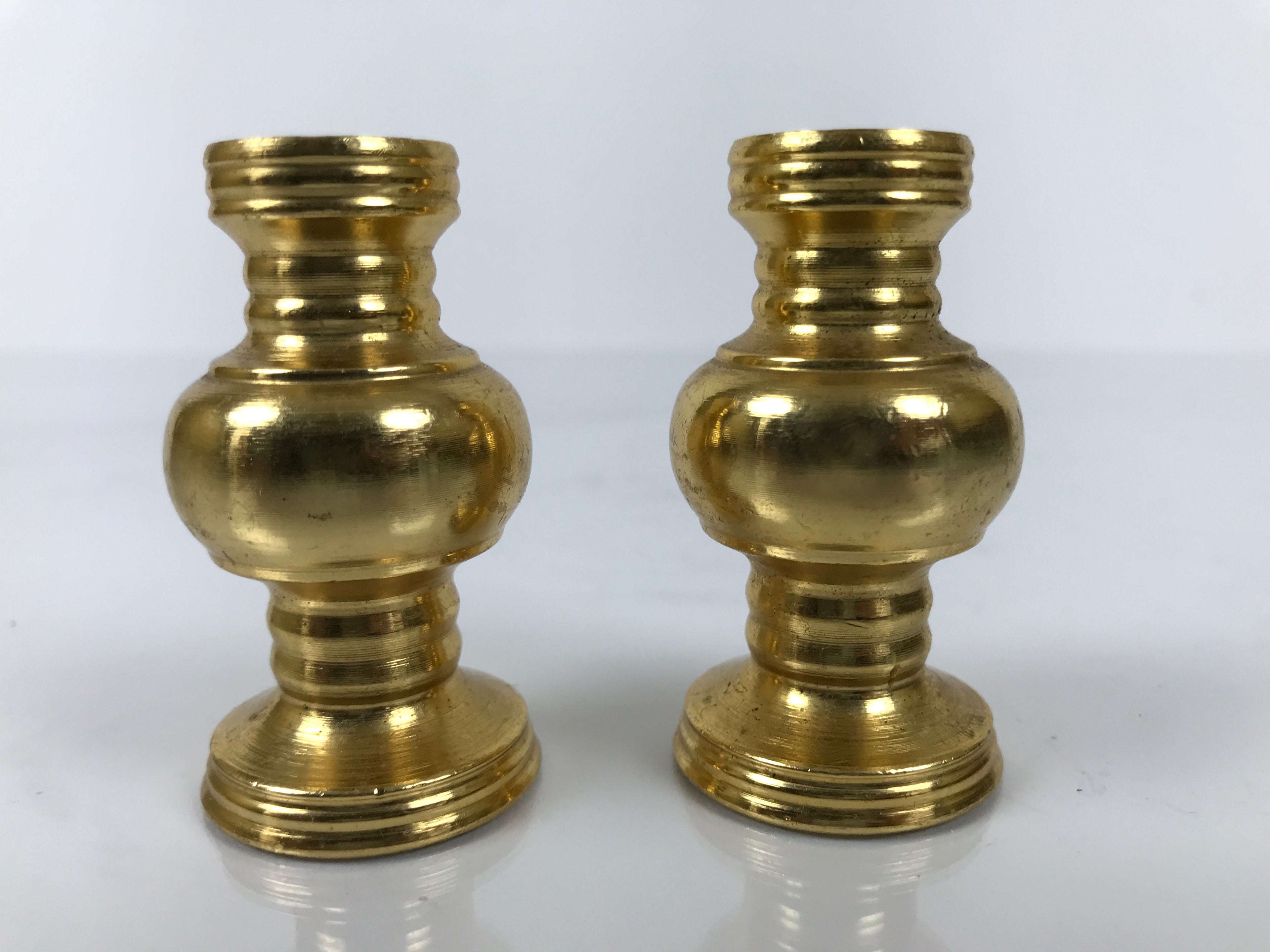 Japanese Buddhist Altar Fitting Brass Metal Flower Vase Hanatate Gold 2pc BA759