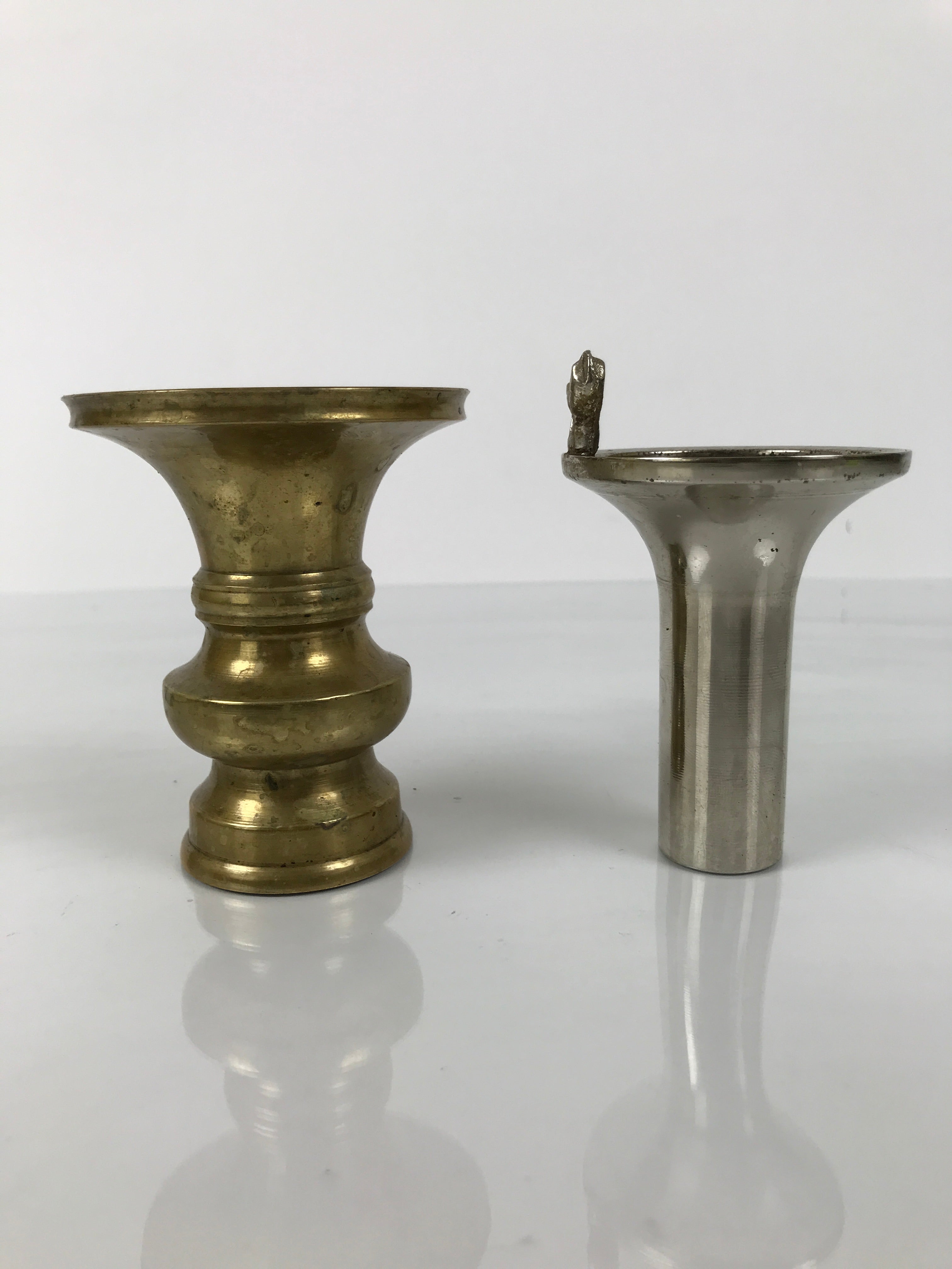Japanese Buddhist Altar Fitting Brass Metal Flower Vase Vtg Gold Hanatate BA791