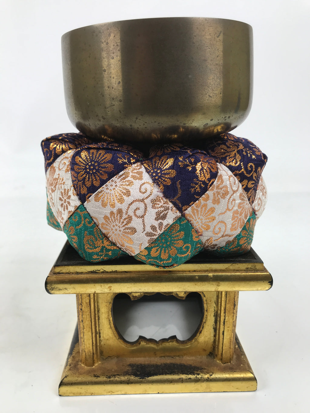 Japanese Buddhist Altar Fitting Brass Orin Bell Singing Bowl Resin Stand BA617