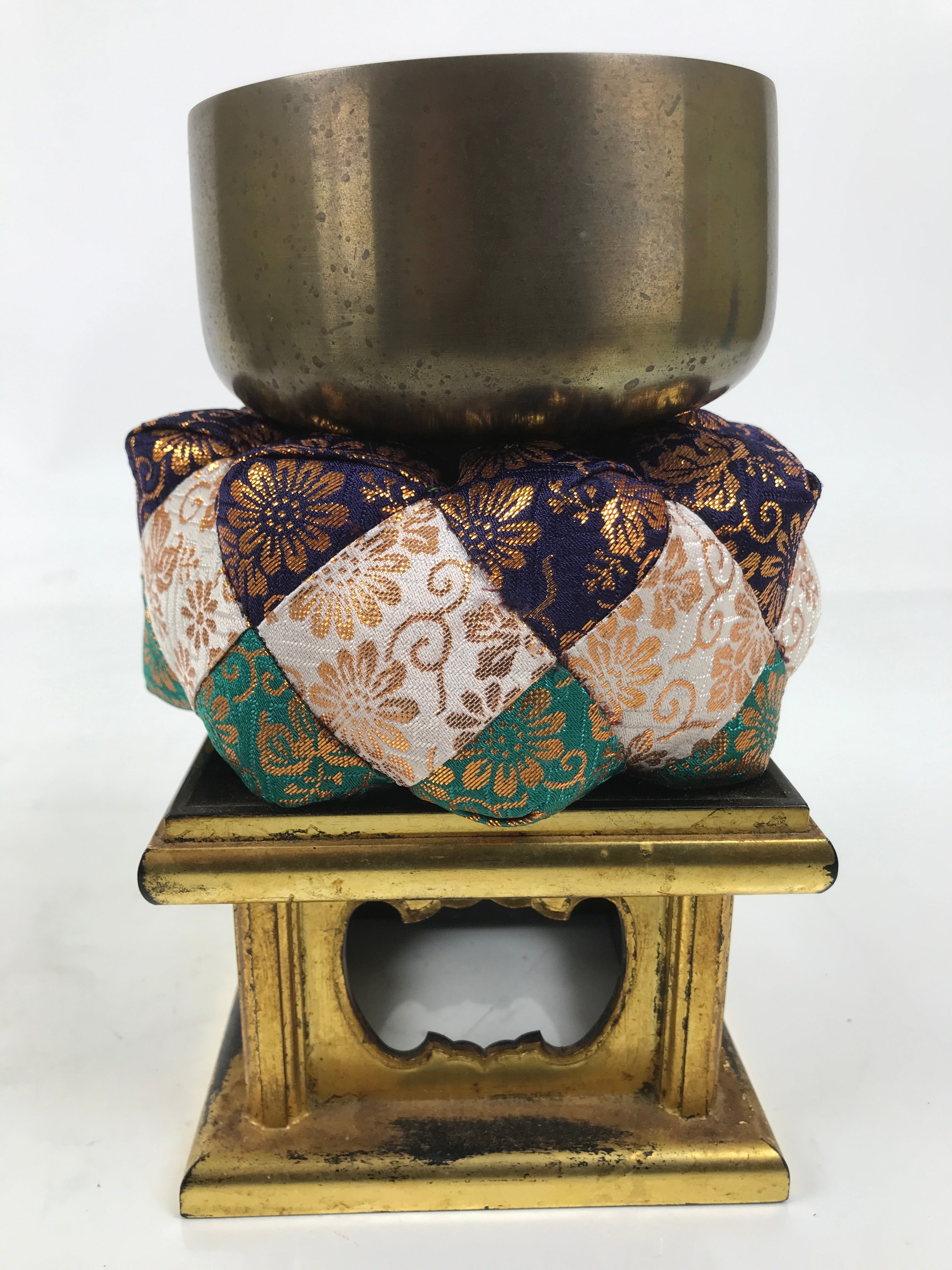 Japanese Buddhist Altar Fitting Brass Orin Bell Singing Bowl Resin Stand BA617