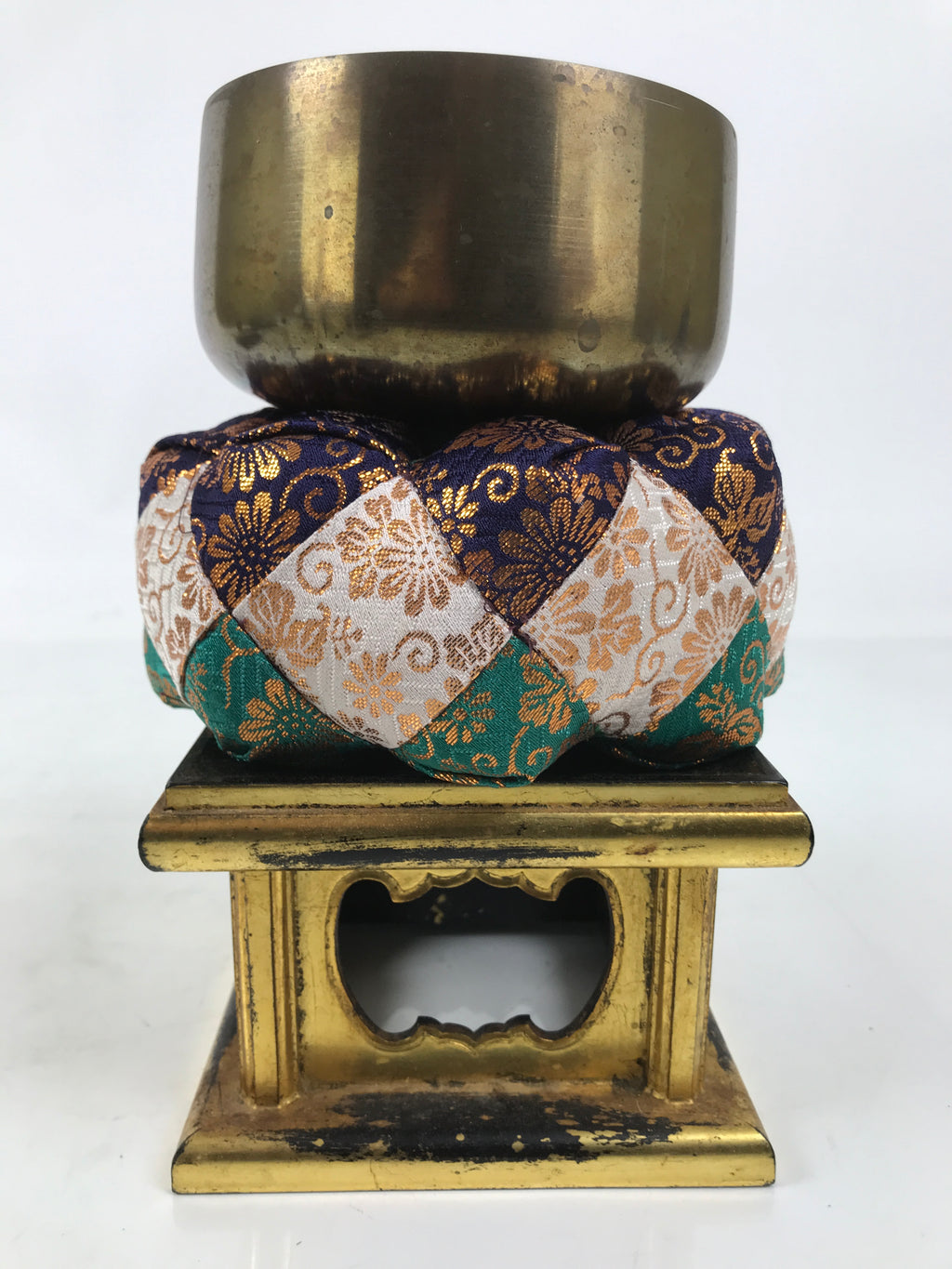 Japanese Buddhist Altar Fitting Brass Orin Bell Singing Bowl Resin Stand BA617