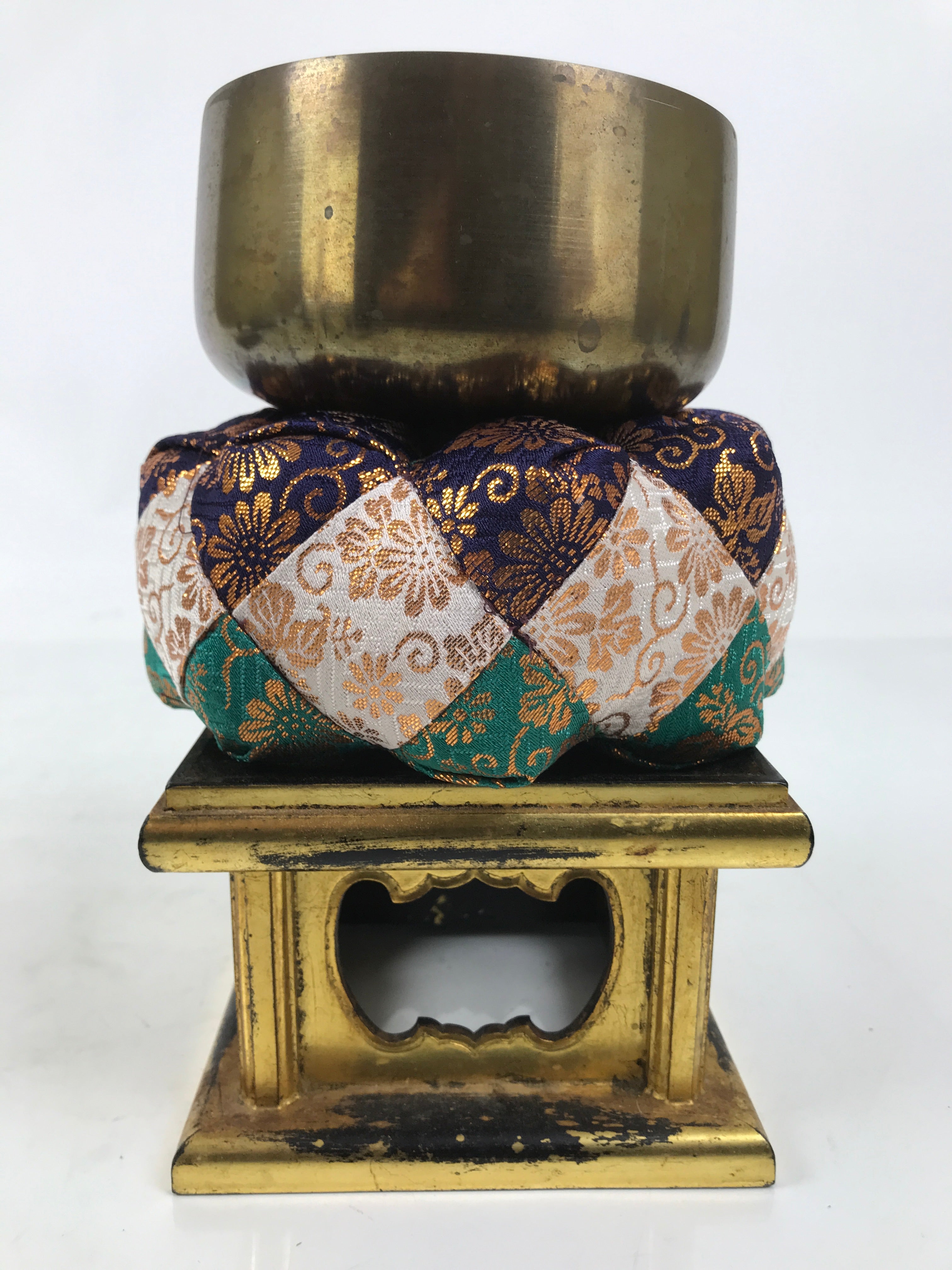 Japanese Buddhist Altar Fitting Brass Orin Bell Singing Bowl Resin Stand BA617