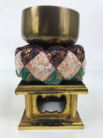 Japanese Buddhist Altar Fitting Brass Orin Bell Singing Bowl Resin Stand BA617
