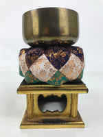 Japanese Buddhist Altar Fitting Brass Orin Bell Singing Bowl Resin Stand BA617
