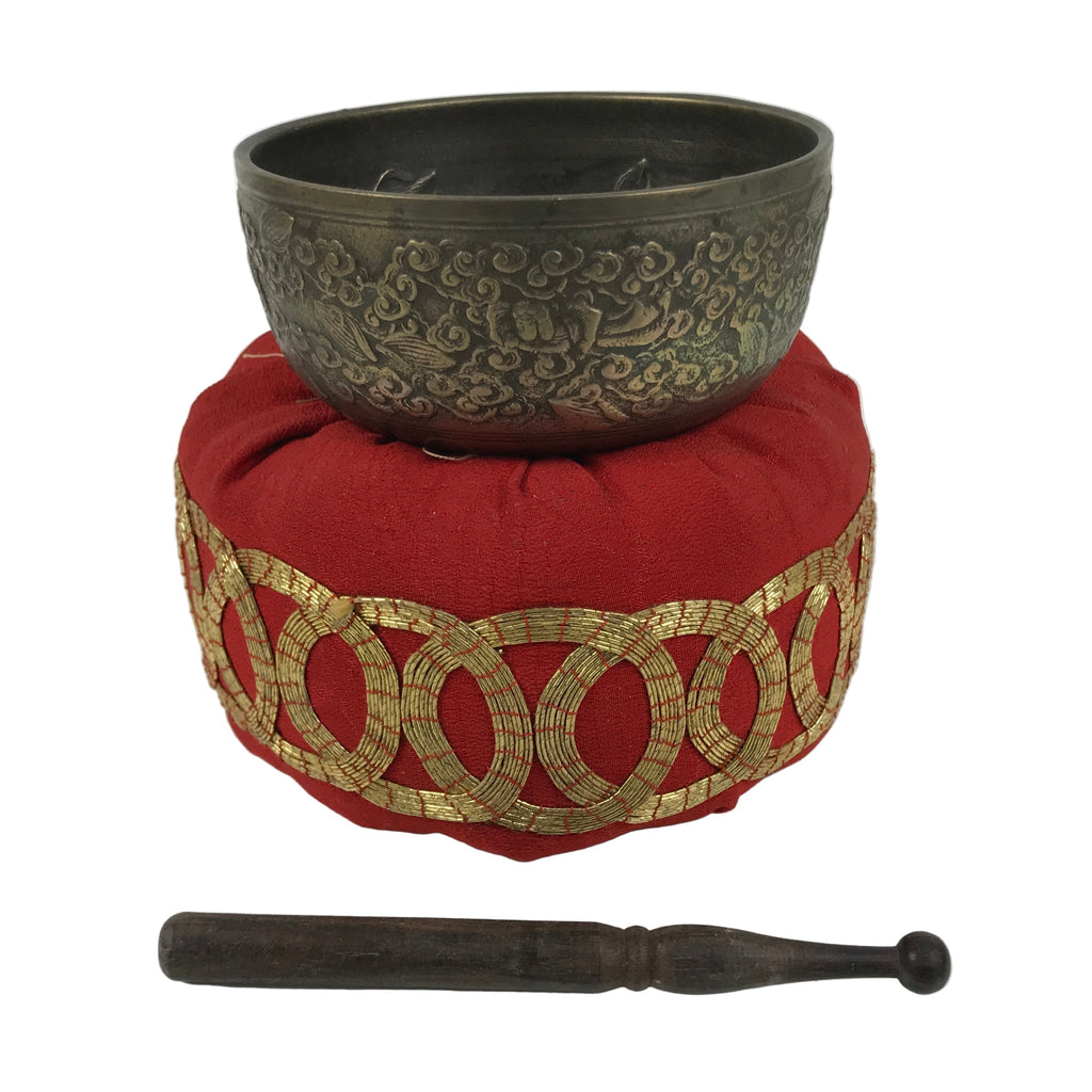 Japanese Buddhist Altar Fitting Brass Orin Bell Vtg Singing Bowl Pillow BA754