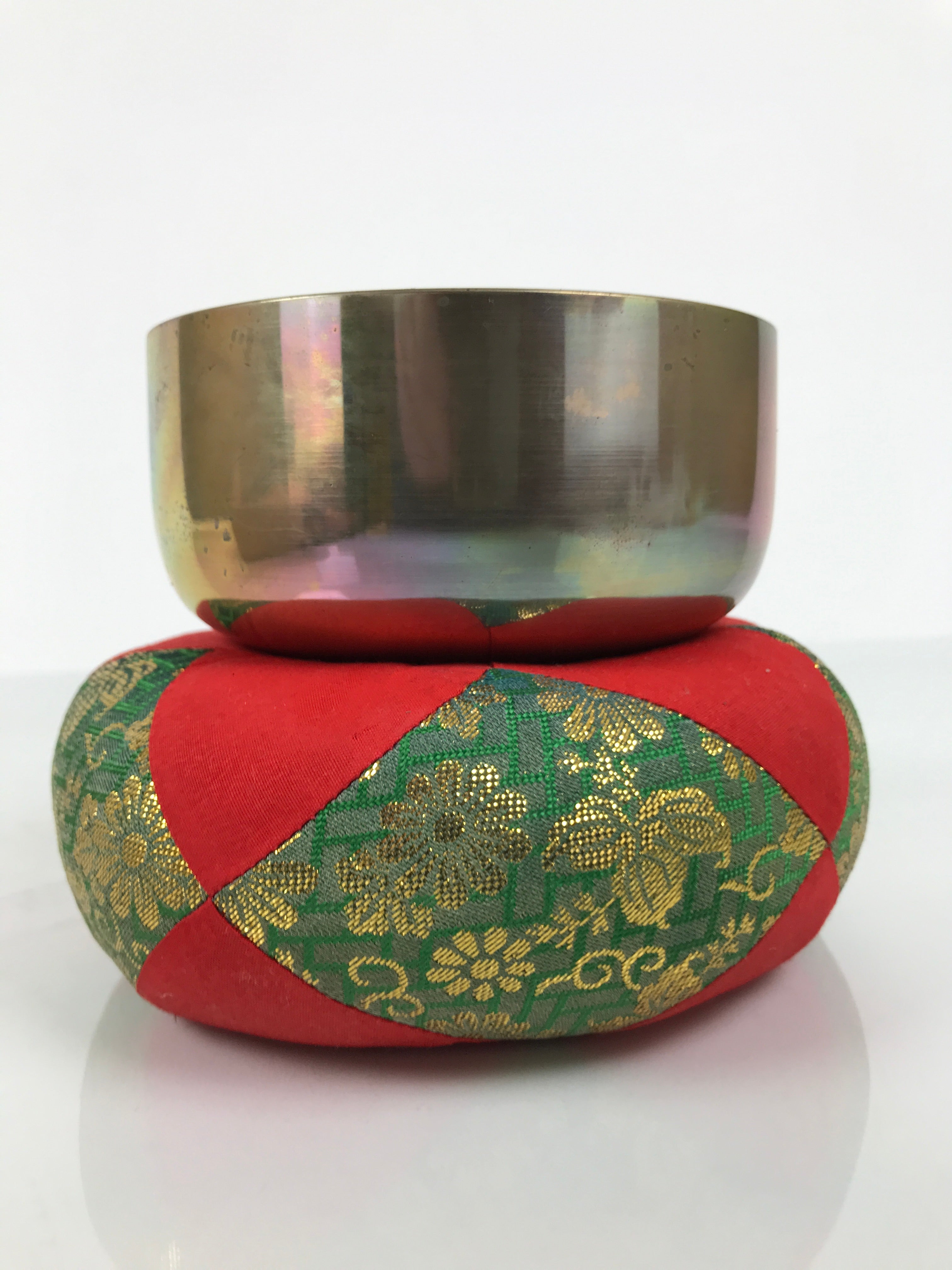 Japanese Buddhist Altar Fitting Brass Orin Bell Vtg Singing Bowl Pillow BA818