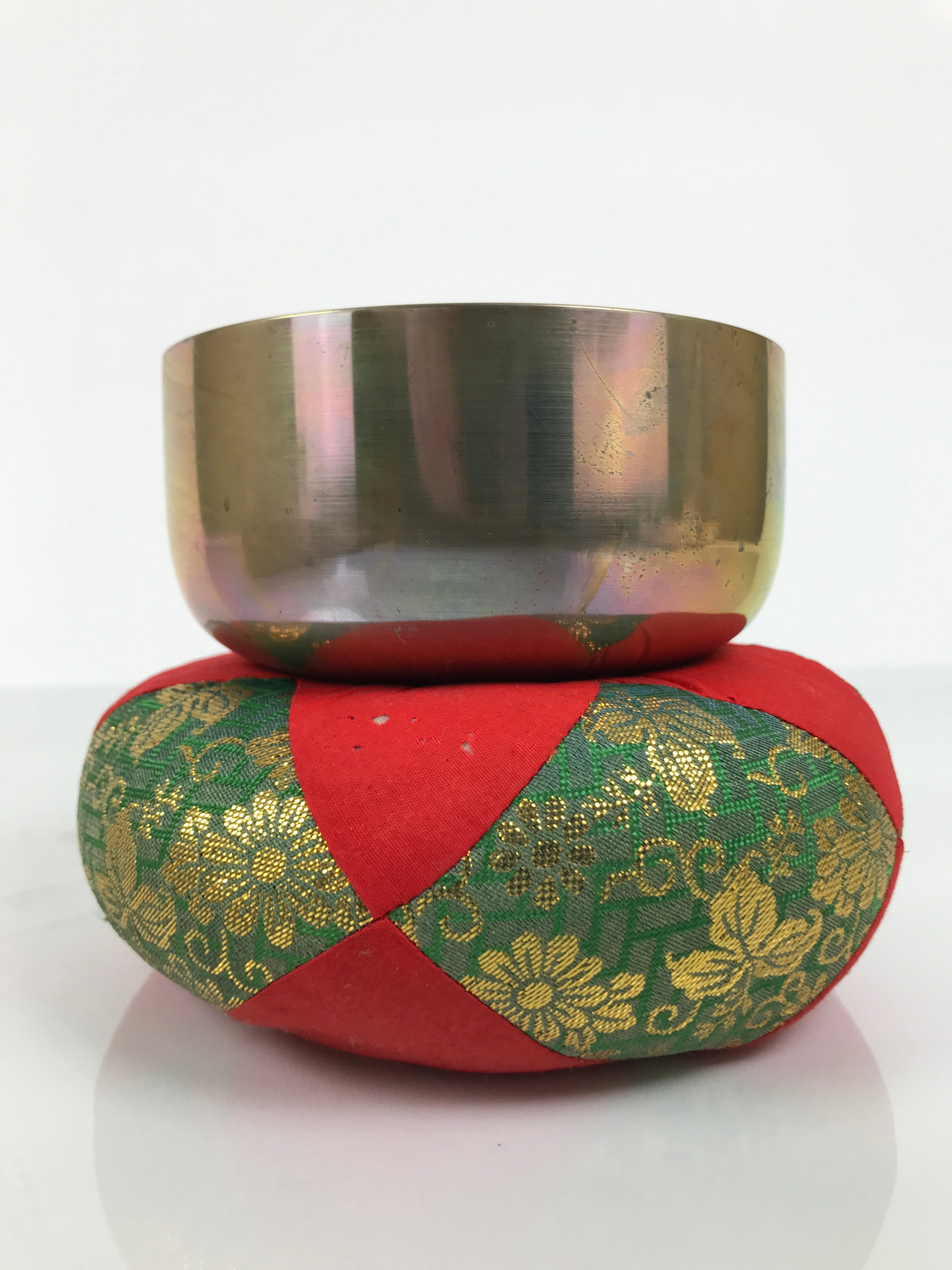 Japanese Buddhist Altar Fitting Brass Orin Bell Vtg Singing Bowl Pillow BA818