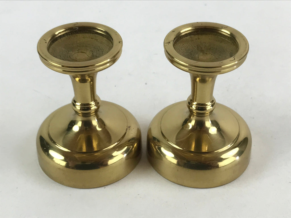 Japanese Buddhist Altar Fitting Brass Rice Offering Cup Vtg 2pc Pair Gold BA57