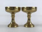 Japanese Buddhist Altar Fitting Brass Rice Offering Cup Vtg 2pc Pair Gold BA57