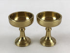Japanese Buddhist Altar Fitting Brass Rice Offering Cup Vtg 2pc Pair Gold BA57