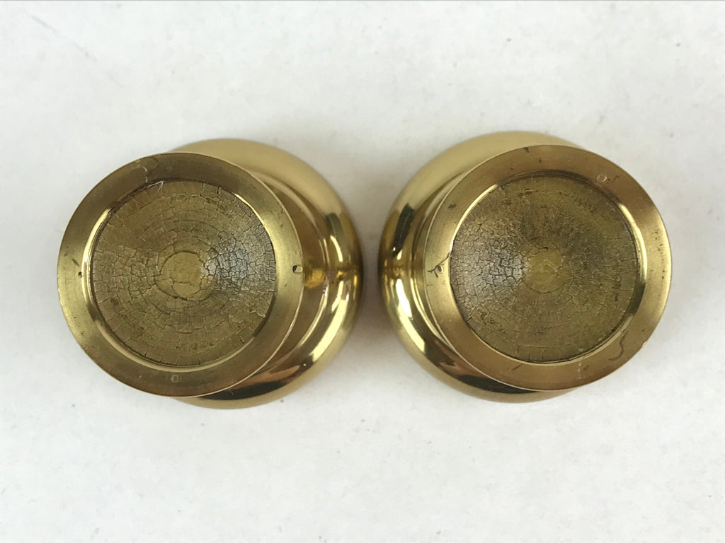 Japanese Buddhist Altar Fitting Brass Rice Offering Cup Vtg 2pc Pair Gold BA57