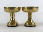 Japanese Buddhist Altar Fitting Brass Rice Offering Cup Vtg 2pc Pair Gold BA59