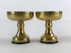 Japanese Buddhist Altar Fitting Brass Rice Offering Cup Vtg 2pc Pair Gold BA59