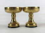 Japanese Buddhist Altar Fitting Brass Rice Offering Cup Vtg 2pc Pair Gold BA59