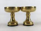 Japanese Buddhist Altar Fitting Brass Rice Offering Cup Vtg 2pc Pair Gold BA59