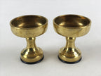Japanese Buddhist Altar Fitting Brass Rice Offering Cup Vtg 2pc Pair Gold BA59