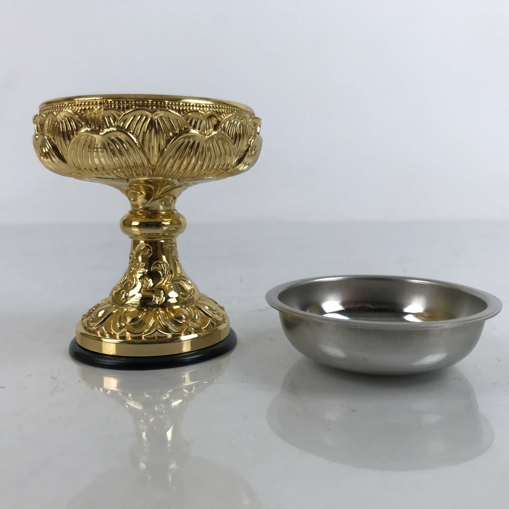 Japanese Buddhist Altar Fitting Brass Rice Offering Cup Vtg Butsugu Gold BA339
