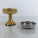 Japanese Buddhist Altar Fitting Brass Rice Offering Cup Vtg Butsugu Gold BA340