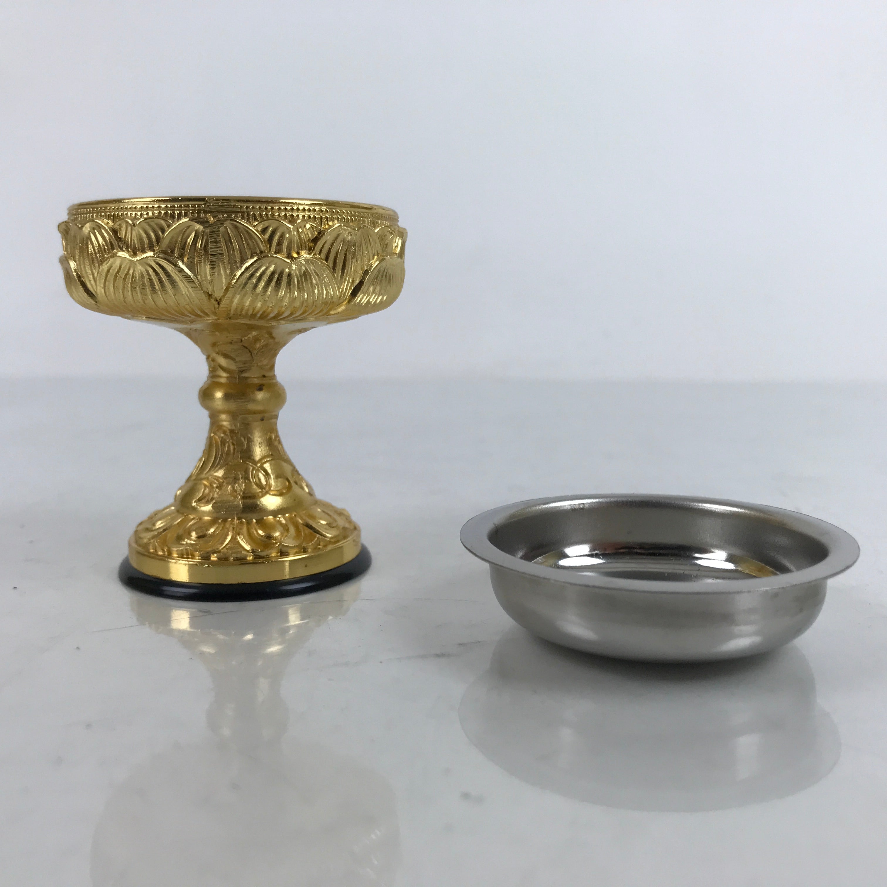 Japanese Buddhist Altar Fitting Brass Rice Offering Cup Vtg Butsugu Gold BA340