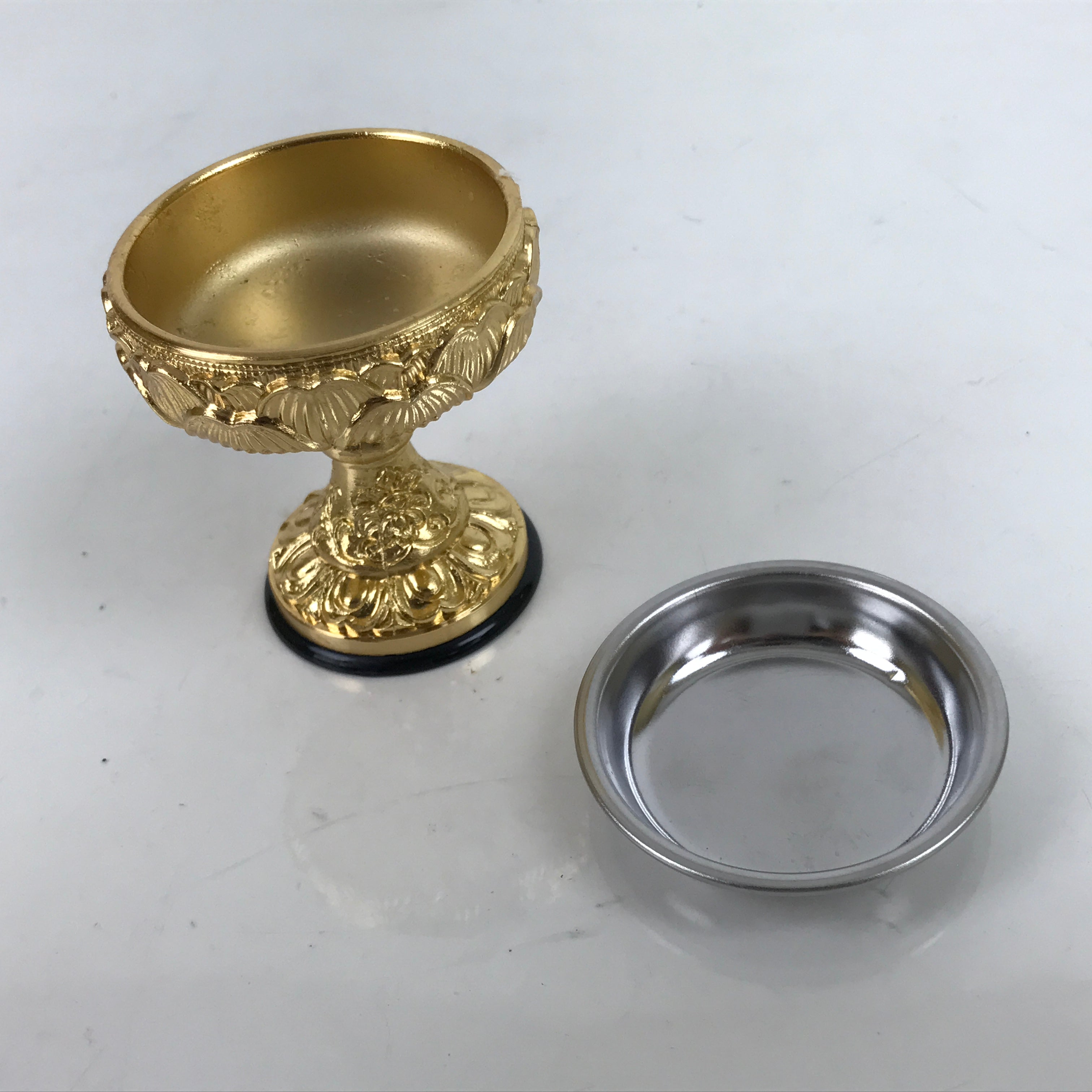 Japanese Buddhist Altar Fitting Brass Rice Offering Cup Vtg Butsugu Gold BA341