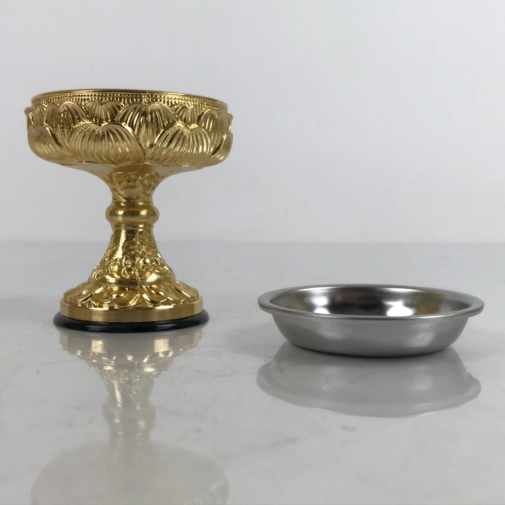 Japanese Buddhist Altar Fitting Brass Rice Offering Cup Vtg Butsugu Gold BA341