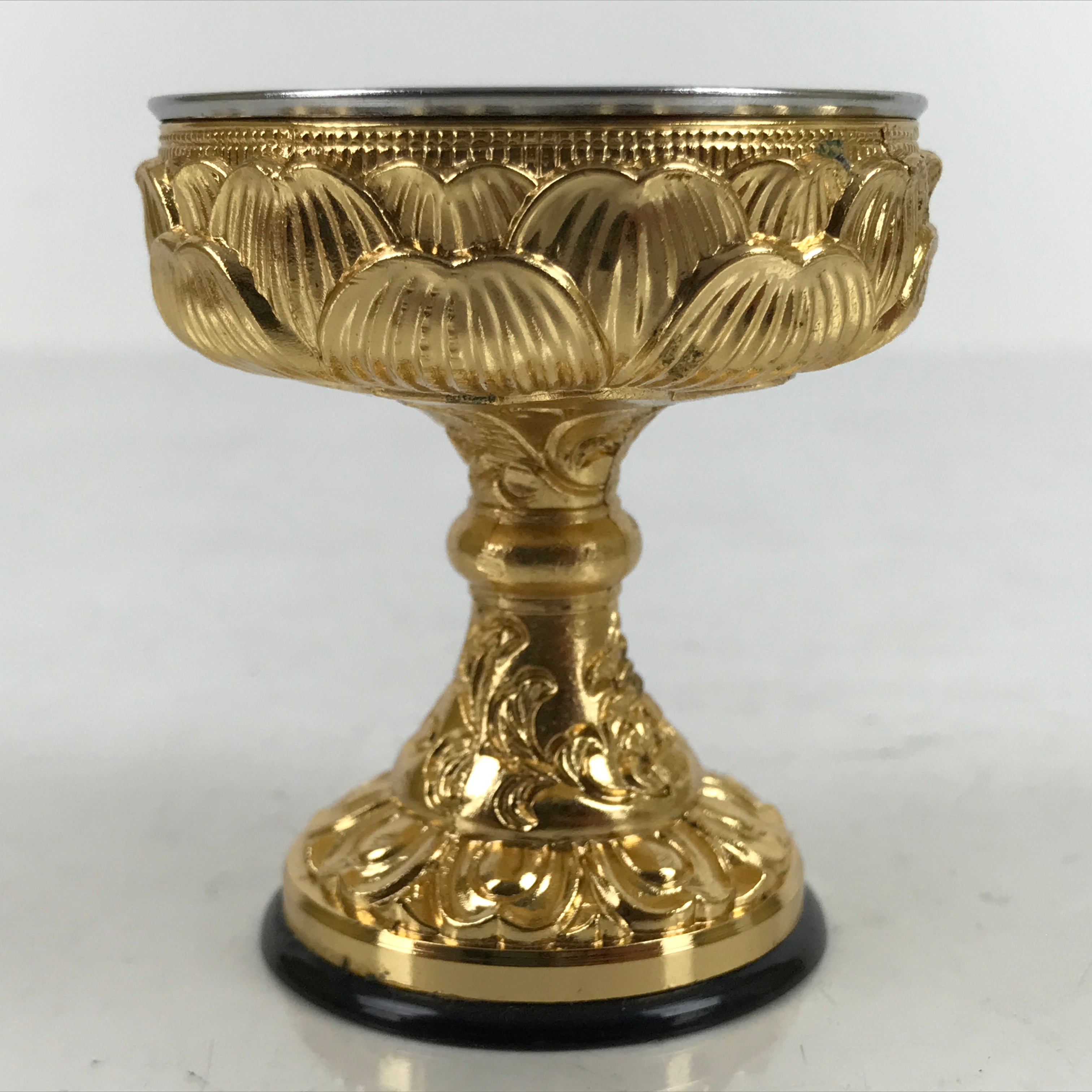 Japanese Buddhist Altar Fitting Brass Rice Offering Cup Vtg Butsugu Gold BA342