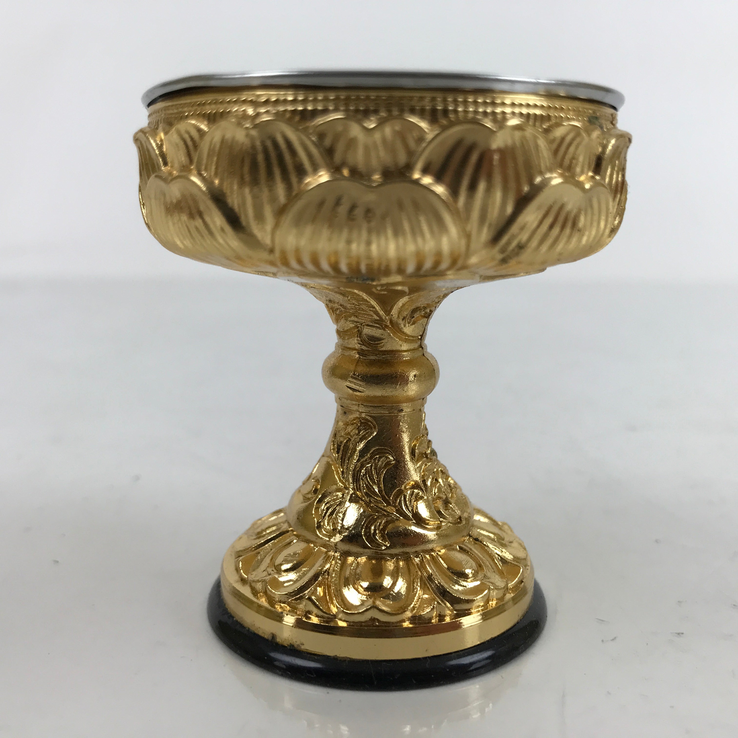Japanese Buddhist Altar Fitting Brass Rice Offering Cup Vtg Butsugu Gold BA342