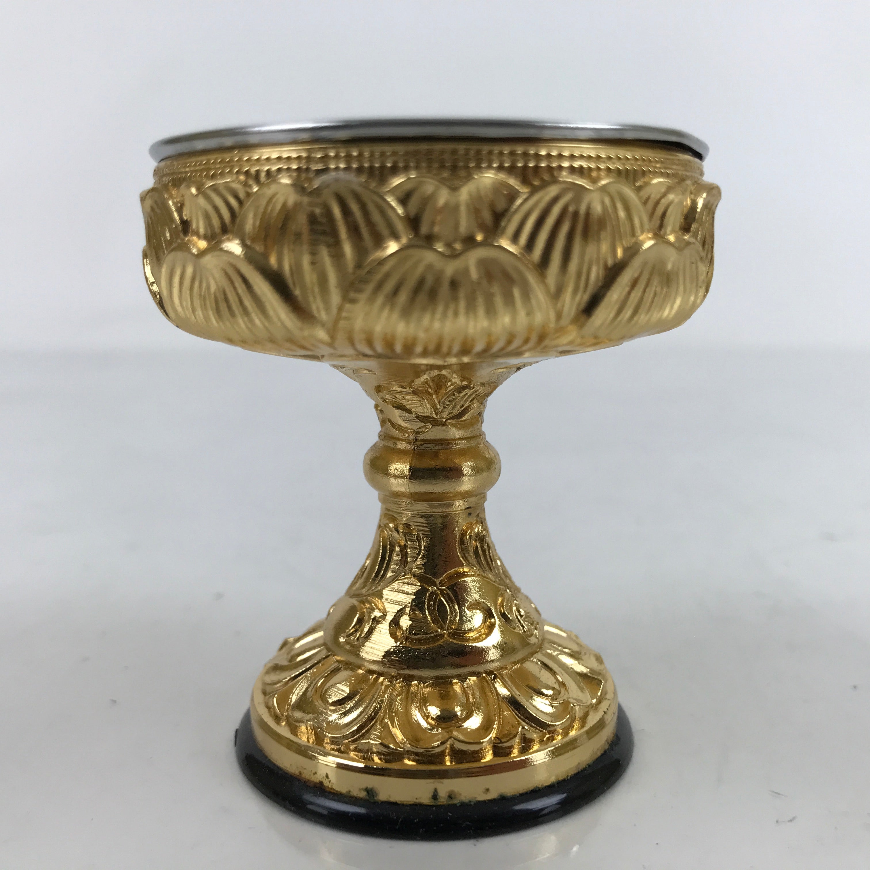 Japanese Buddhist Altar Fitting Brass Rice Offering Cup Vtg Butsugu Gold BA342