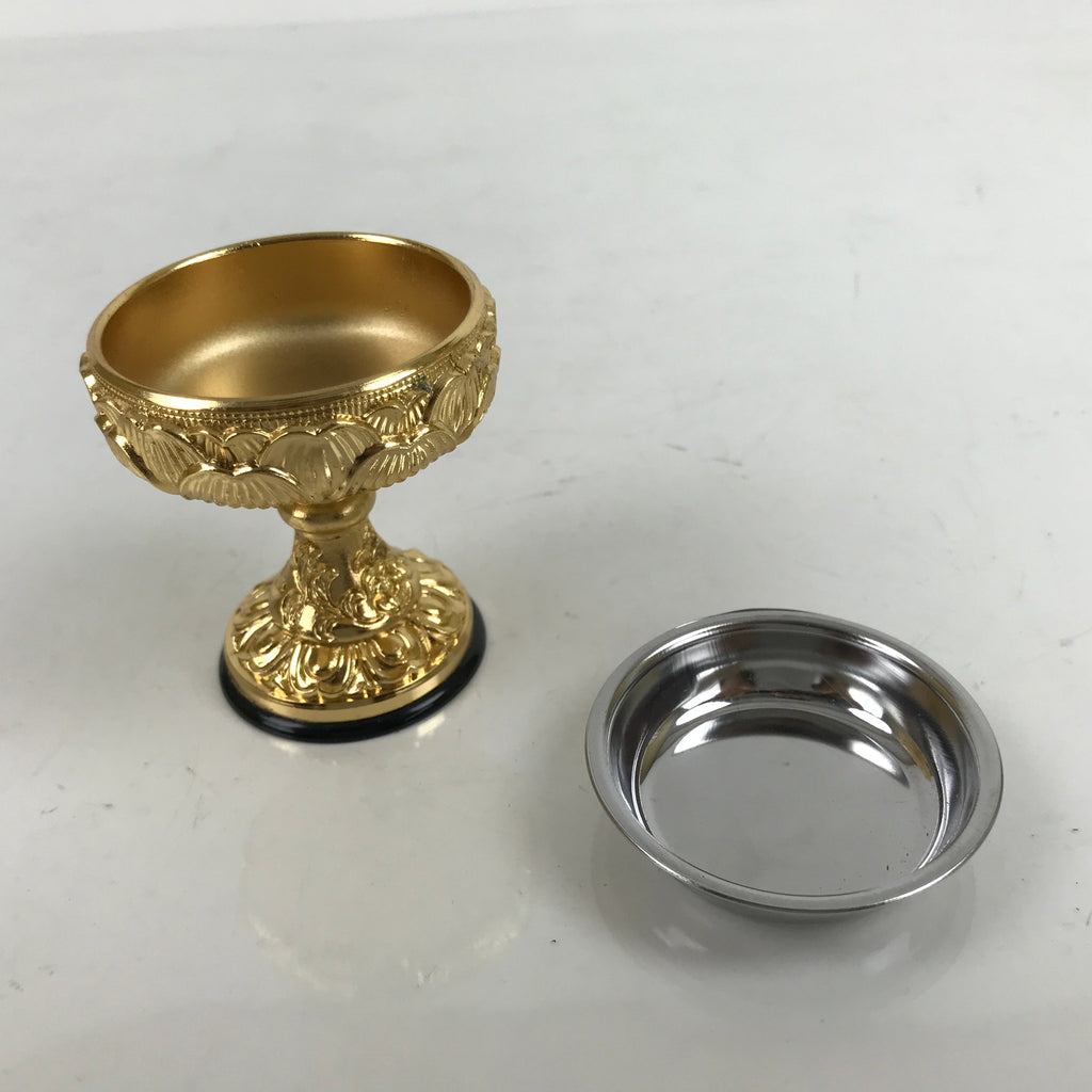 Japanese Buddhist Altar Fitting Brass Rice Offering Cup Vtg Butsugu Gold BA342