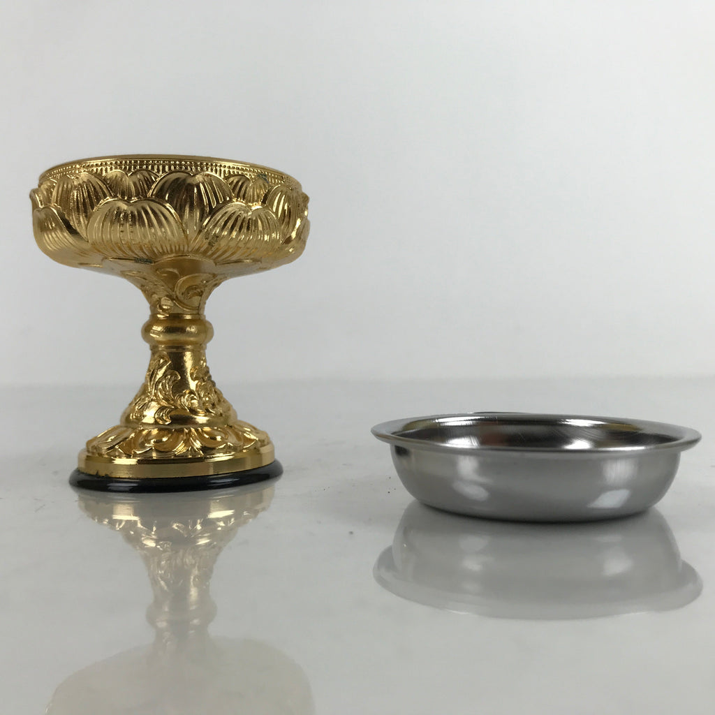 Japanese Buddhist Altar Fitting Brass Rice Offering Cup Vtg Butsugu Gold BA342