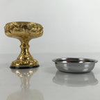 Japanese Buddhist Altar Fitting Brass Rice Offering Cup Vtg Butsugu Gold BA342