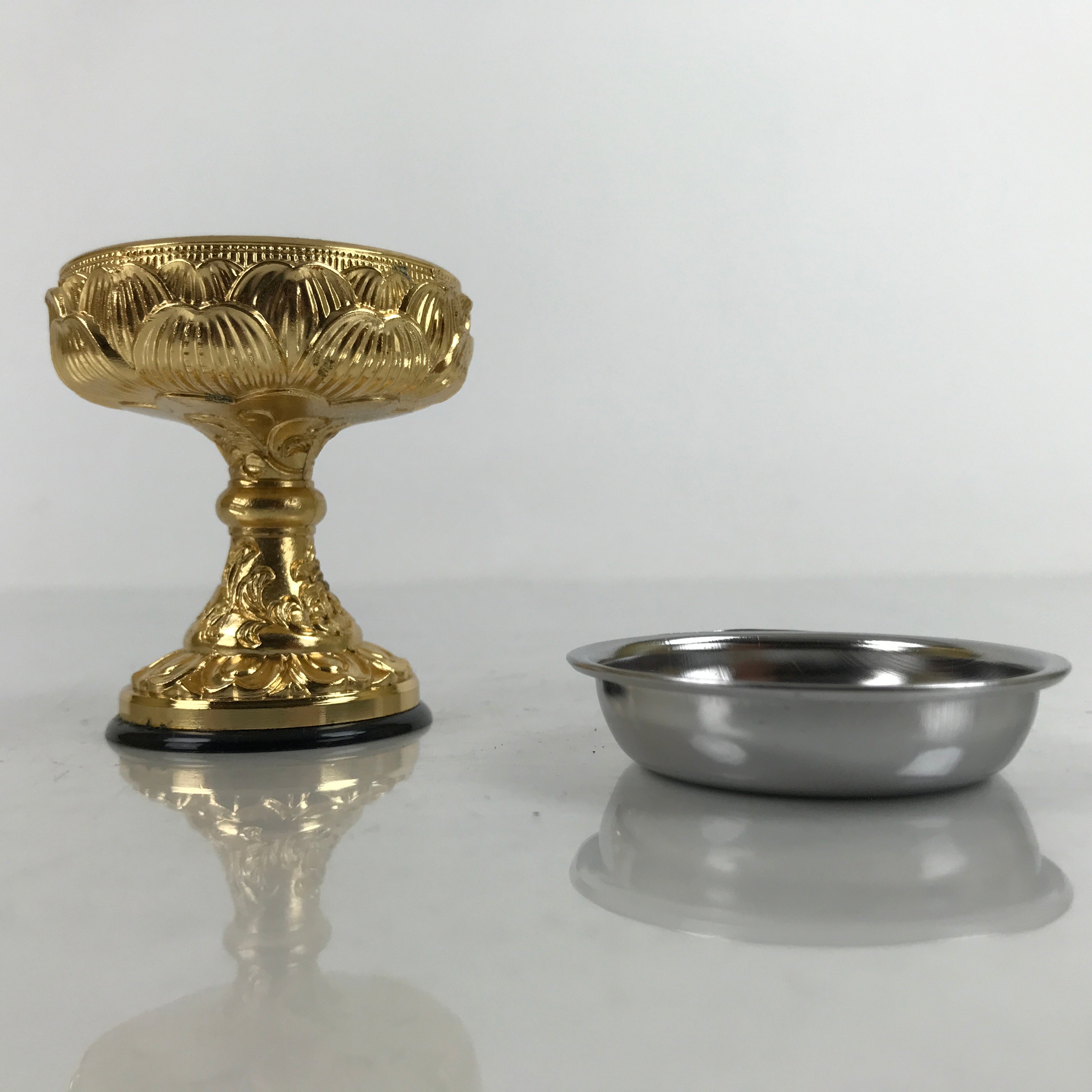 Japanese Buddhist Altar Fitting Brass Rice Offering Cup Vtg Butsugu Gold BA342