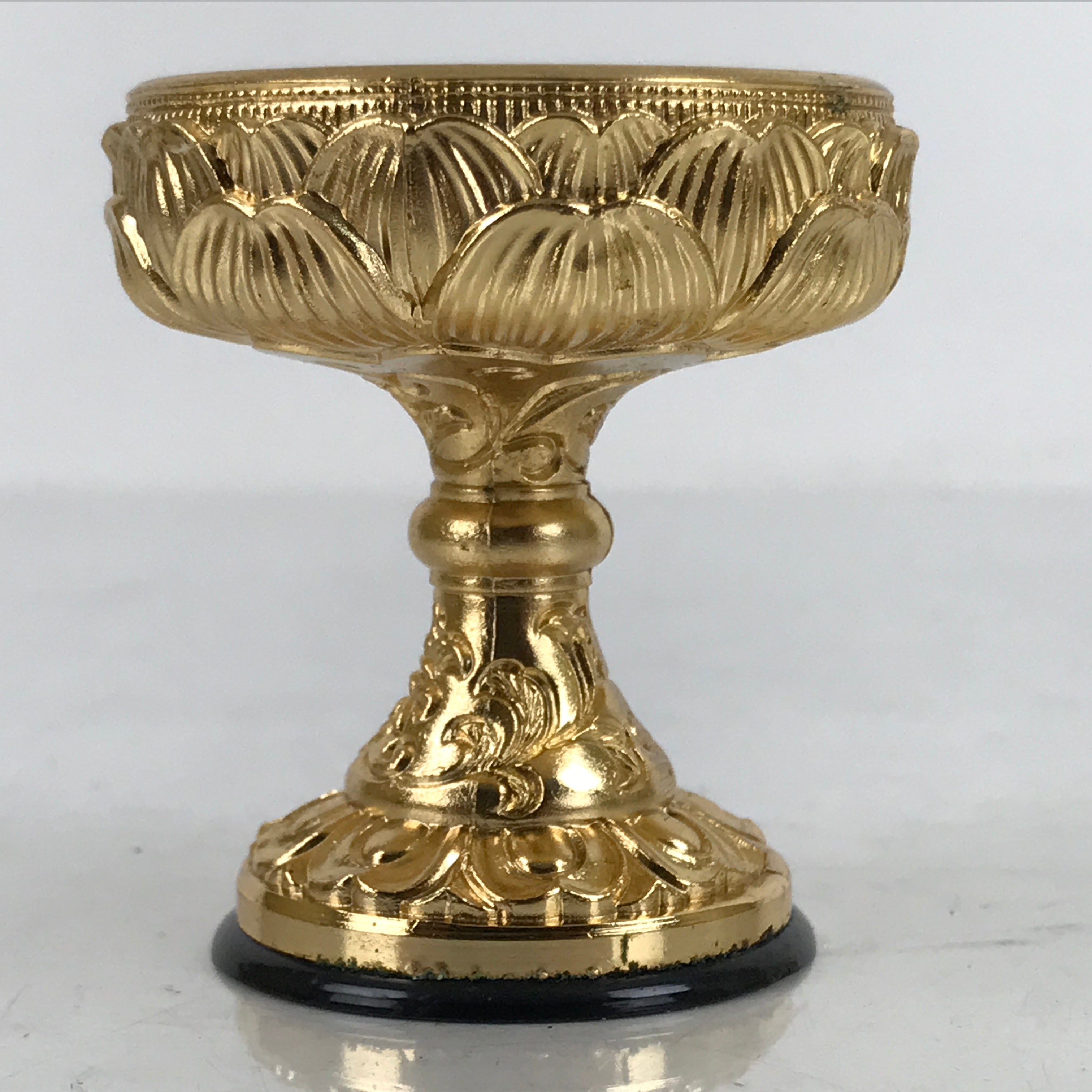 Japanese Buddhist Altar Fitting Brass Rice Offering Cup Vtg Butsugu Gold BA343
