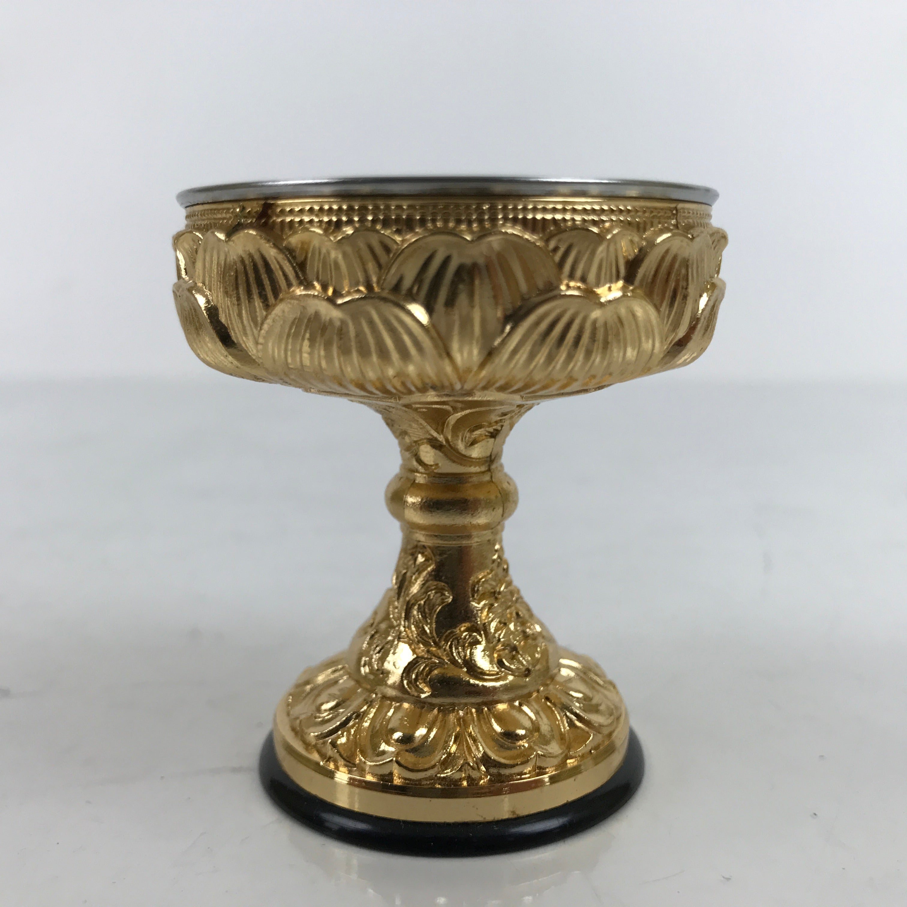 Japanese Buddhist Altar Fitting Brass Rice Offering Cup Vtg Butsugu Gold BA343