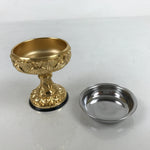 Japanese Buddhist Altar Fitting Brass Rice Offering Cup Vtg Butsugu Gold BA343