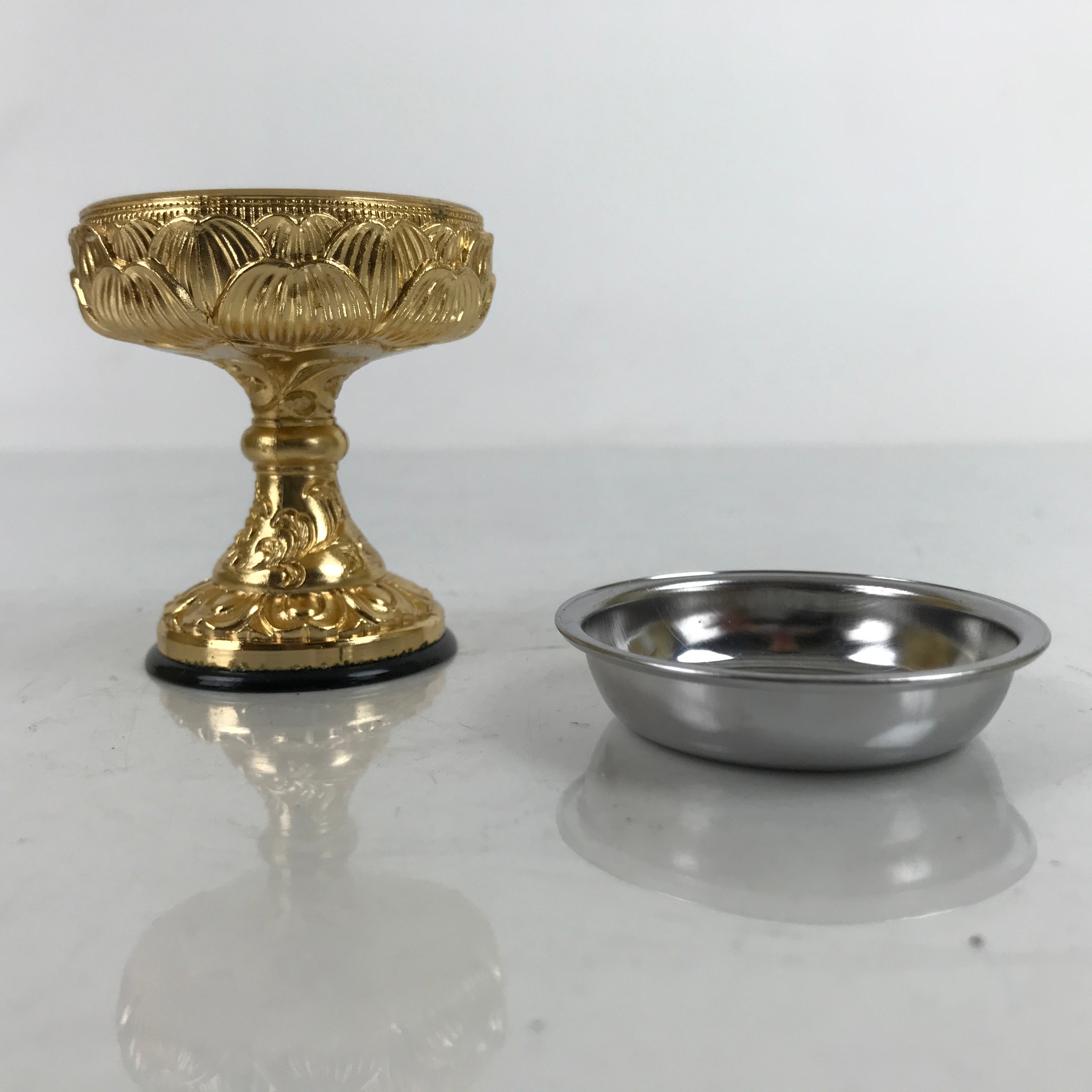 Japanese Buddhist Altar Fitting Brass Rice Offering Cup Vtg Butsugu Gold BA343