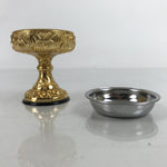 Japanese Buddhist Altar Fitting Brass Rice Offering Cup Vtg Butsugu Gold BA343