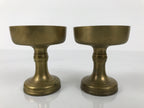Japanese Buddhist Altar Fitting Brass Rice Offering Cup Vtg Large Gold 2pc BA763