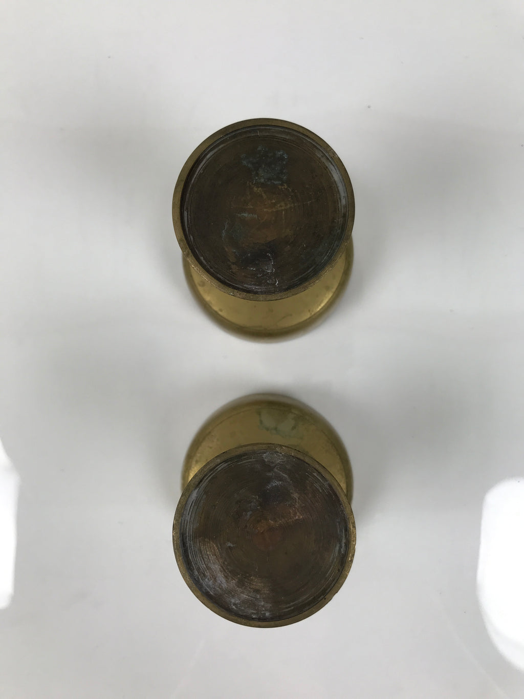 Japanese Buddhist Altar Fitting Brass Rice Offering Cup Vtg Large Gold 2pc BA763
