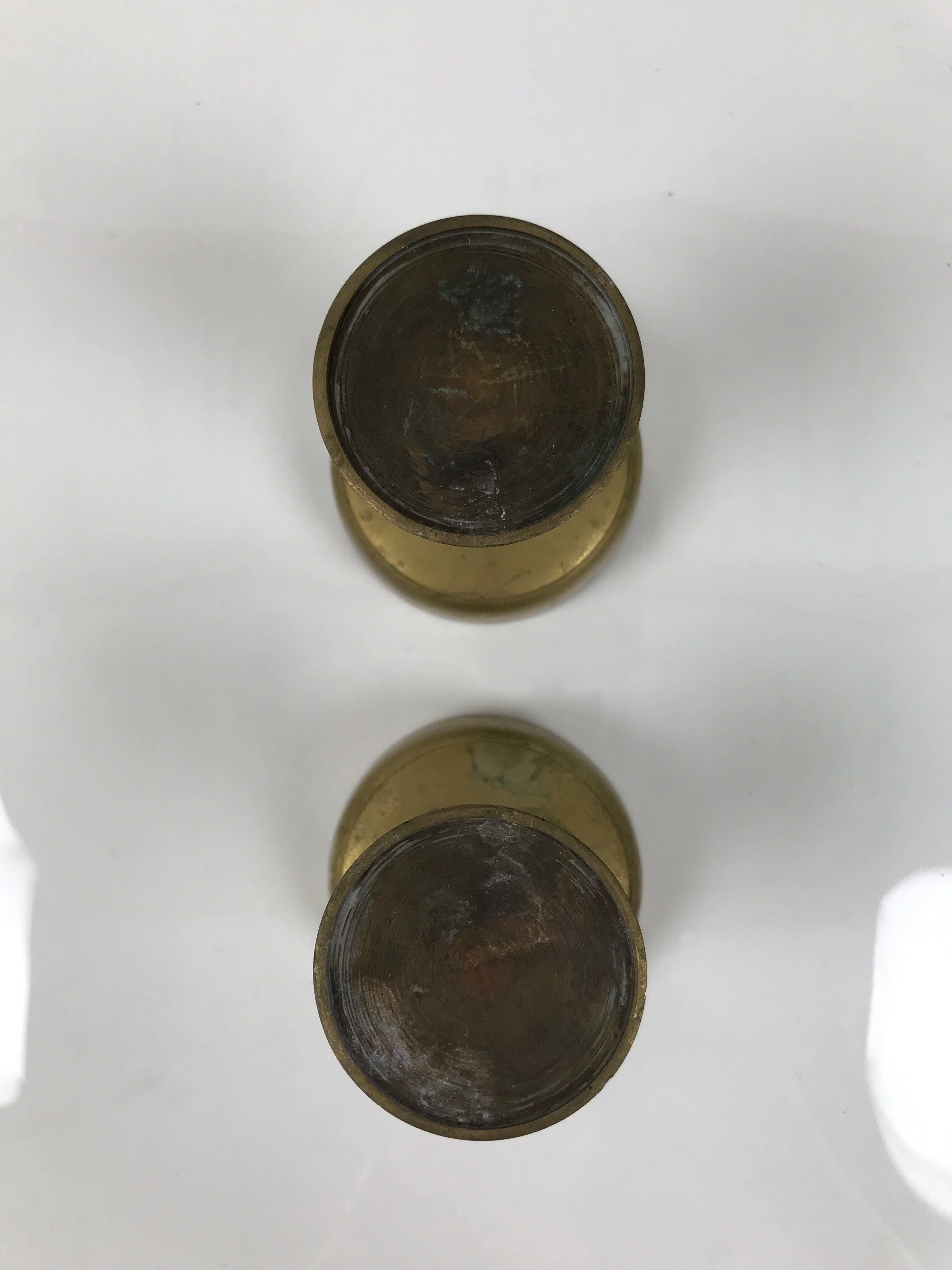 Japanese Buddhist Altar Fitting Brass Rice Offering Cup Vtg Large Gold 2pc BA763