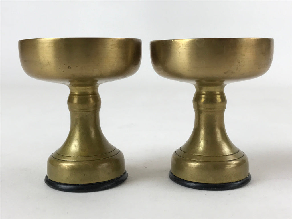 Japanese Buddhist Altar Fitting Brass Rice Offering Cup Vtg Small Gold 2pc BA211