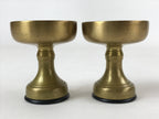 Japanese Buddhist Altar Fitting Brass Rice Offering Cup Vtg Small Gold 2pc BA211