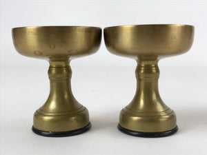 Japanese Buddhist Altar Fitting Brass Rice Offering Cup Vtg Small Gold 2pc BA211