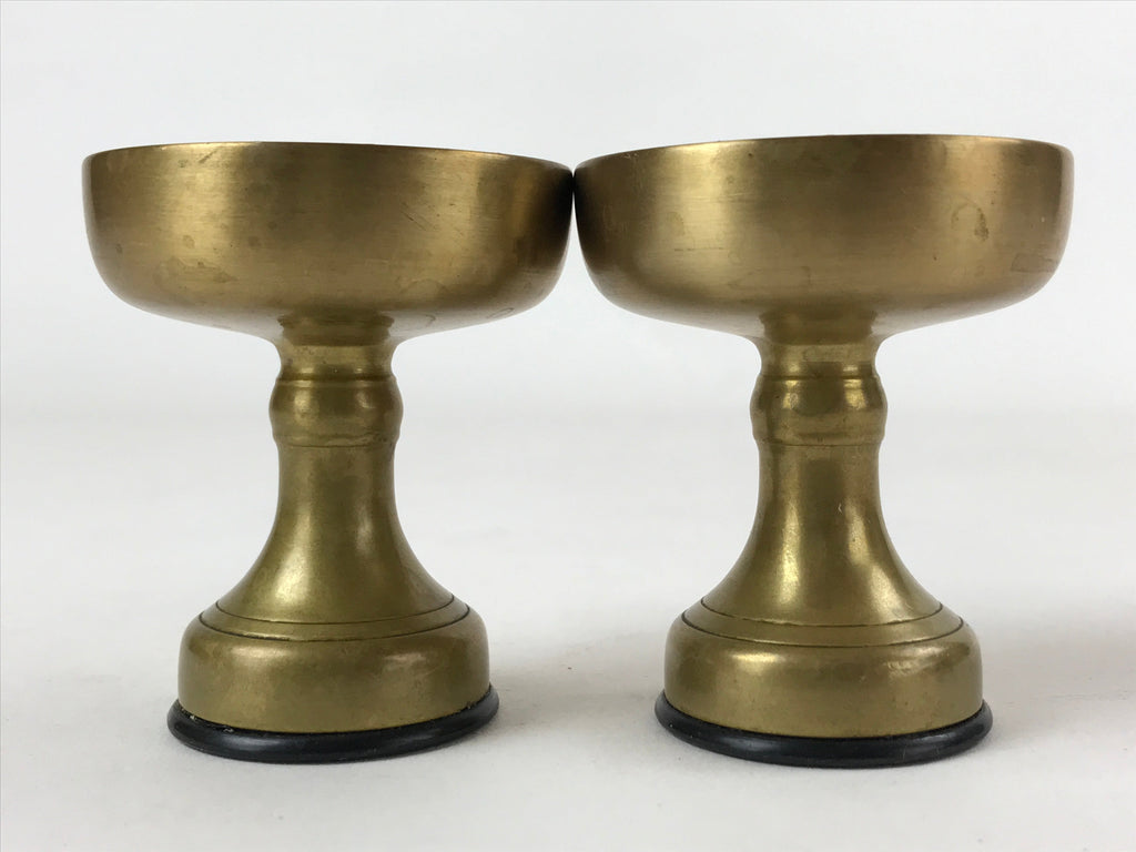 Japanese Buddhist Altar Fitting Brass Rice Offering Cup Vtg Small Gold 2pc BA211