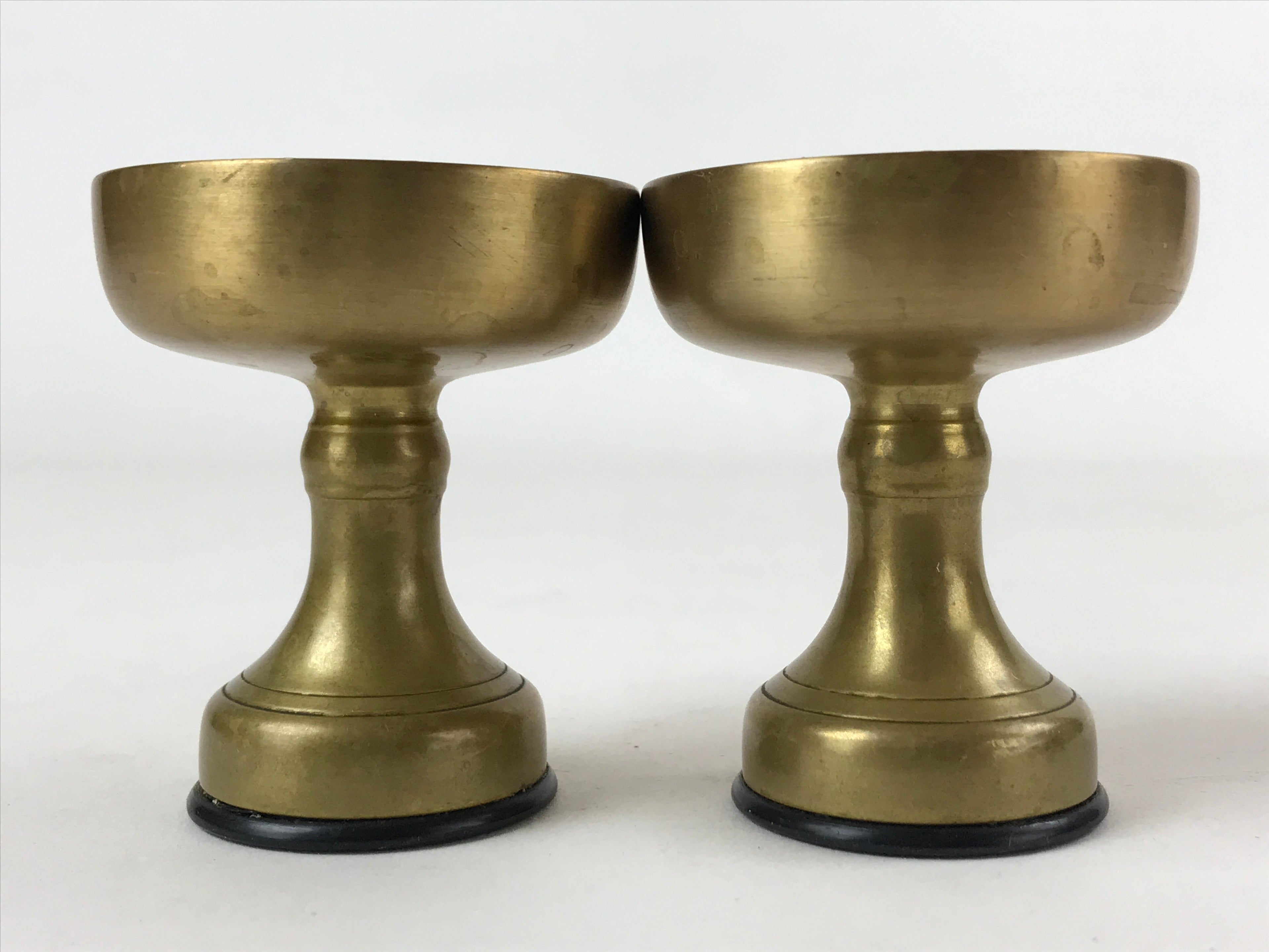 Japanese Buddhist Altar Fitting Brass Rice Offering Cup Vtg Small Gold 2pc BA211