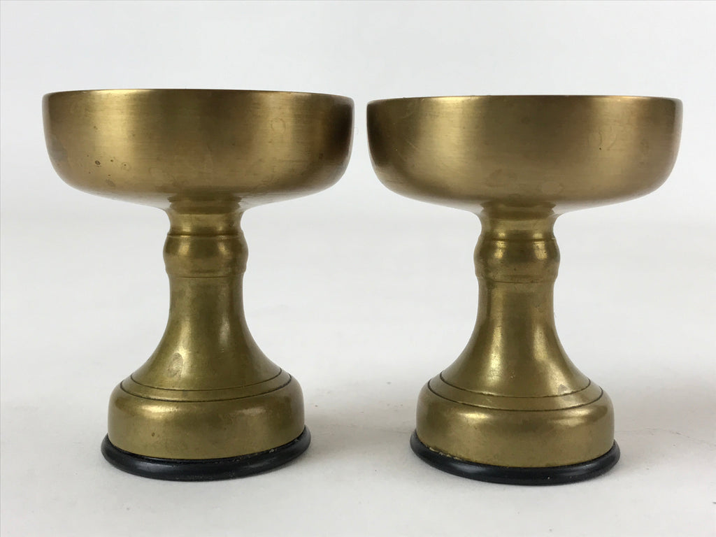 Japanese Buddhist Altar Fitting Brass Rice Offering Cup Vtg Small Gold 2pc BA211