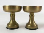 Japanese Buddhist Altar Fitting Brass Rice Offering Cup Vtg Small Gold 2pc BA211
