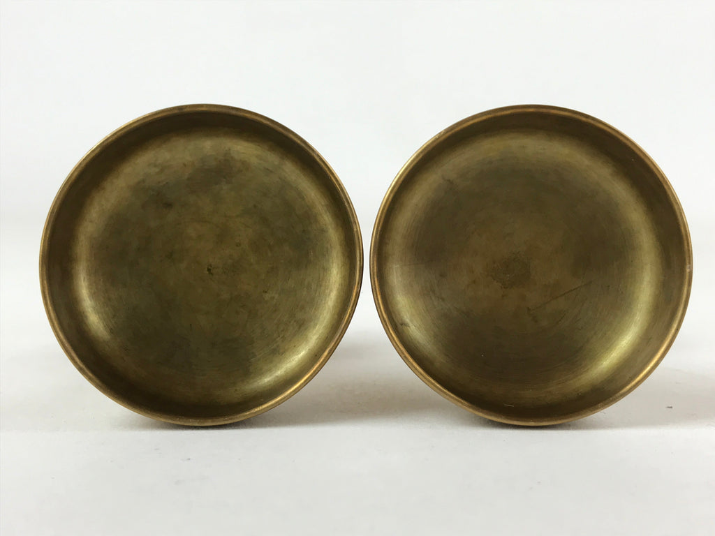 Japanese Buddhist Altar Fitting Brass Rice Offering Cup Vtg Small Gold 2pc BA211