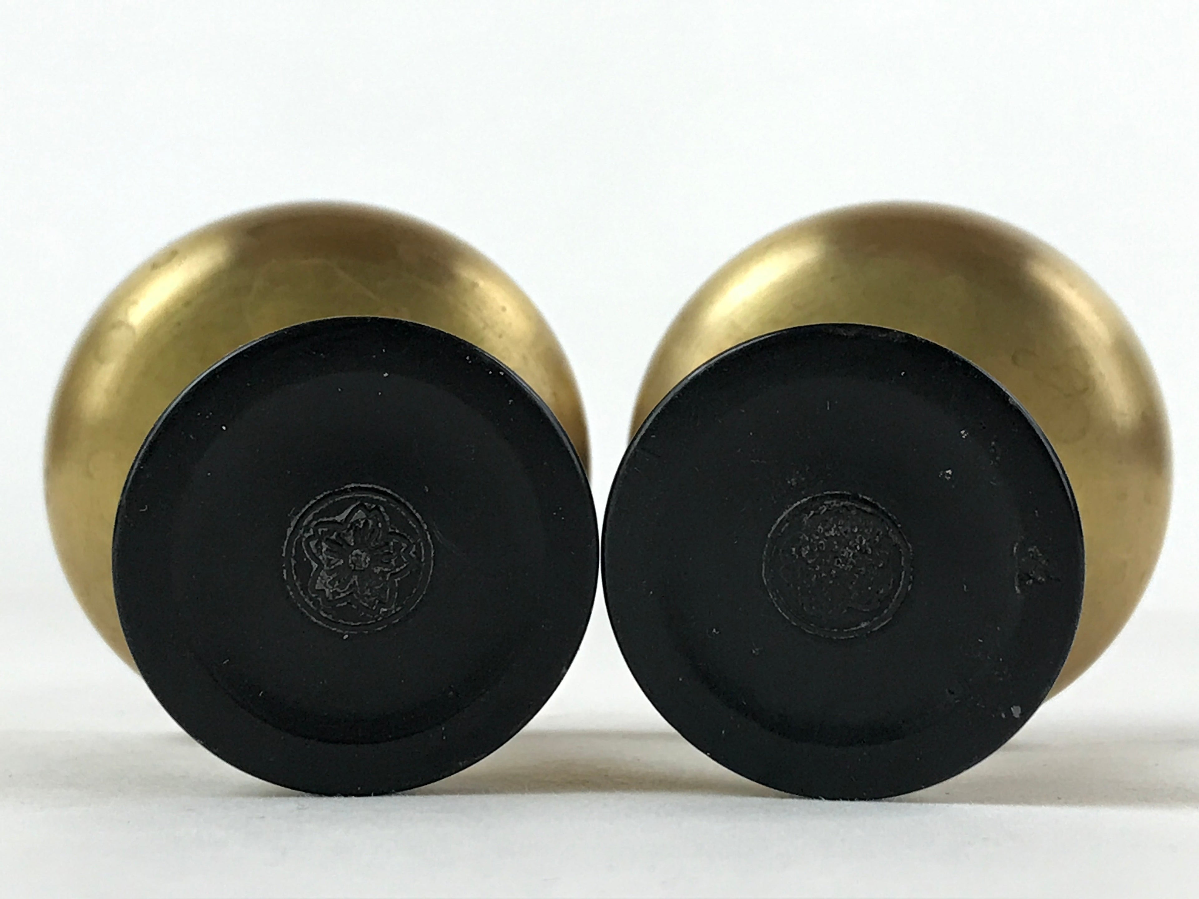 Japanese Buddhist Altar Fitting Brass Rice Offering Cup Vtg Small Gold 2pc BA211
